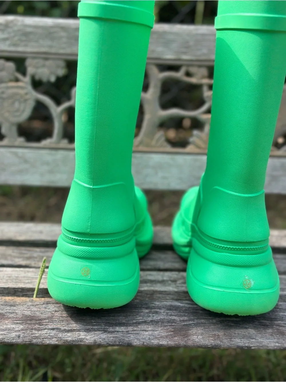 Balenciaga Kids Neon Green Platform Rain Boots
